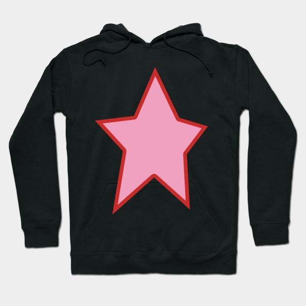 Pink Star Red Out Line Graphic Hoodie by ellenhenryart